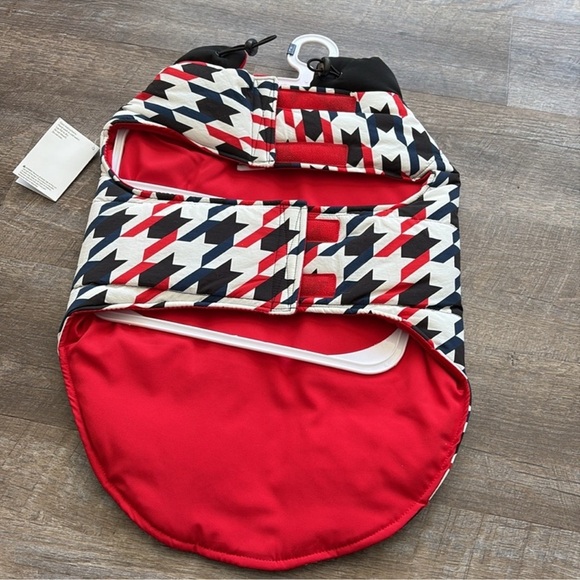 Fab Dog Colorblock Houndstooth Dog Jacket Puffer Pet Coat Red Black Blue XL - Picture 2 of 5